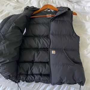 Black Zip Up Hooded Vest